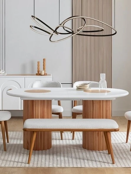 Sierra İskandinav Oval Natural Ahşap Bohem Masa 90x180 ürün görseli