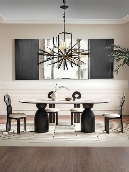 İmperial İtalyan Still Oval Traverten Yemek Masası 90x190 ürün görseli