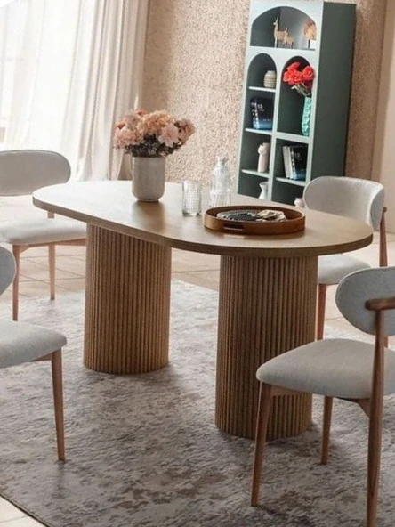 Zenith İskandinav Oval Natural Ahşap Bohem Masa 90x190 ürün görseli