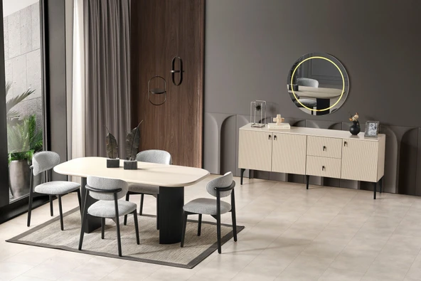 Zeno Oval Ahşap Bohem Yemek Masası 90x180 - Resim 5