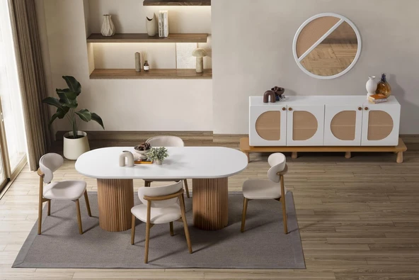 Echo İskandinav Oval Natural Ahşap Bohem Masa 90x160 - Resim 10