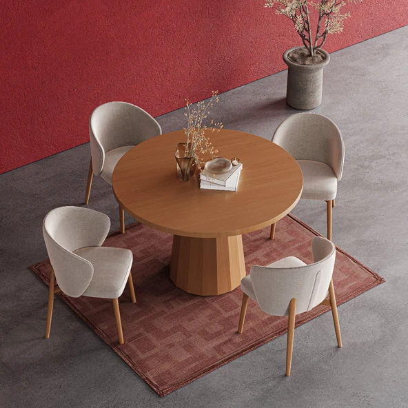 Odessa İskandinav Doğal Ahşap Mutfak Masası 100x100 - Resim 3