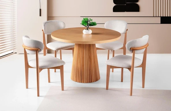 Milas Natural Ahşap Bohem Yemek Masası 120x120 - Resim 10