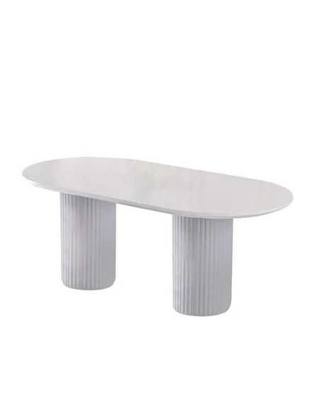 Liora İskandinav Oval Natural Ahşap Bohem Masa 90x200 - Resim 2