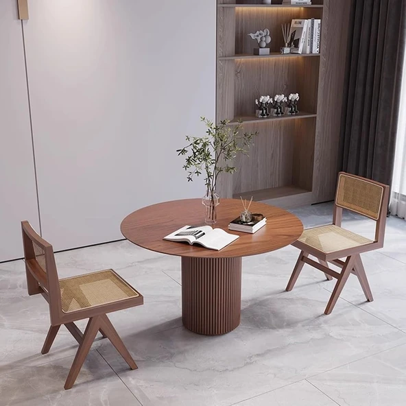 Breeze Yuvarlak Ahşap Bohem Masa 110x110 - Resim 12