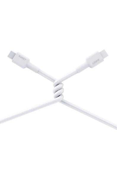 AUKEY Cb-cd45-wh Pd Naylon Örgülü Type-c Type-c Şarj Kablosu 0.9m - 2