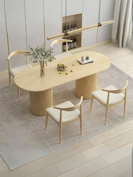 Sierra İskandinav Oval Ahşap Bohem Masa 90x190 - Resim 10