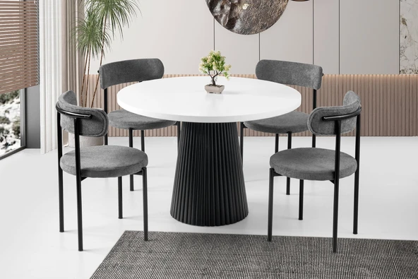 Milas Natural Ahşap Bohem Yemek Masası 130x130 - Resim 11