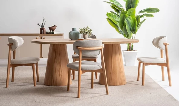 Nivara Bohem Ahşap Yemek Masası 90x170 - Resim 4