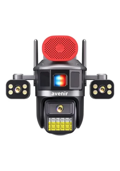 Avenir AV-S311 Wifi'li Sirenli 6mp 3 Kameralı Akıllı Ptz Kamera