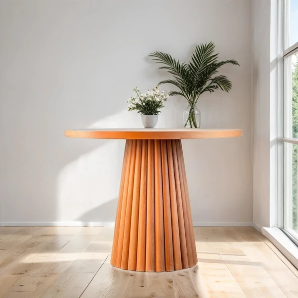 Acantus Natural Ahşap Yemek Masası 100x100 - Resim 6