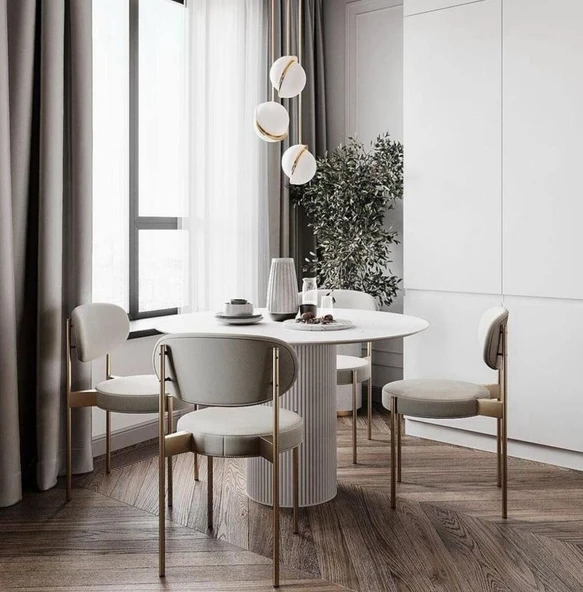 Vintage Yuvarlak Ahşap Bohem Masa 90x90 - Resim 12