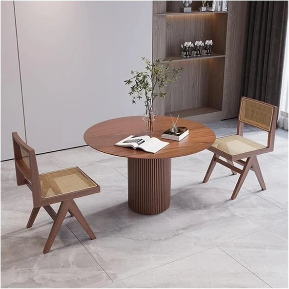 Breeze Yuvarlak Ahşap Bohem Masa 110x110 - Resim 11