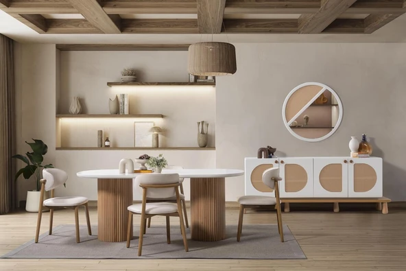 Echo İskandinav Oval Natural Ahşap Bohem Masa 90x160 - Resim 11