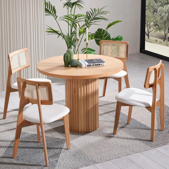 Arya Yuvarlak Ahşap Bohem Masa 110x110 - Resim 3