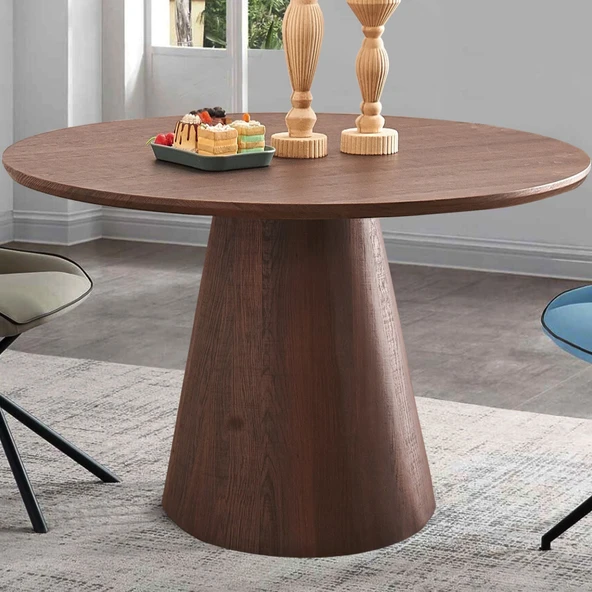 Hemera Ceviz Ahşap Yemek Masası 120x120 - Resim 5