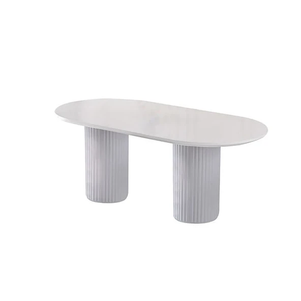 Liora İskandinav Oval Natural Ahşap Bohem Masa 90x200 - Resim 4