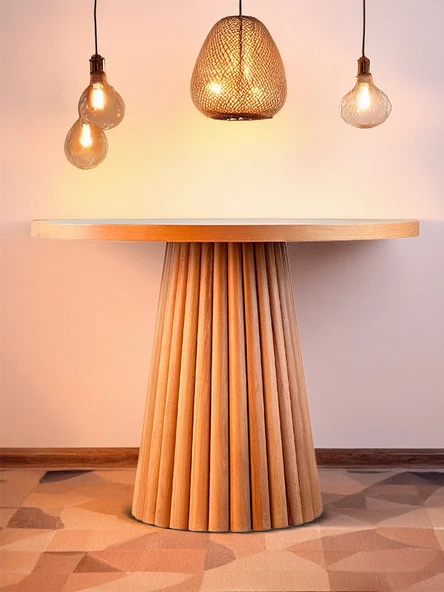 Acantus Natural Ahşap Yemek Masası 90x90 - 7