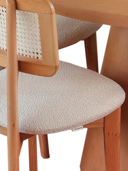 Lulu İskandinav Natural Ahşap Masa Sandalye Takımı 100x100 - 6