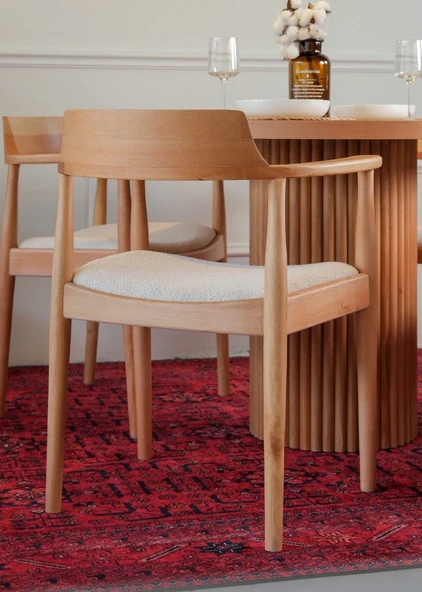 Sardes İskandinav Natural Ahşap Masa Sandalye Takımı 90x90 - Resim 9