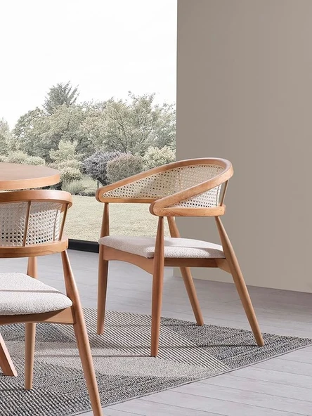 Oslo Natural Ahşap Masa Sandalye Takımı 100x100 - 5