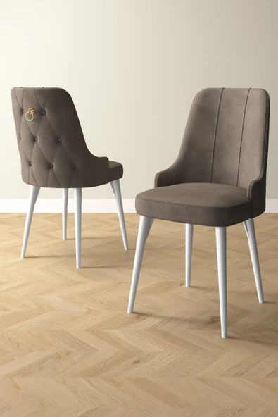 Mabel Beyaz Mermer 80x132 Açılabilir Mdf Masa Yemek Odası Takımı,Mutfak Takımı 4 Sandalye, 1 Bench Cappucino - 3