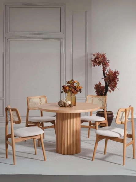 Odesa İskandinav Natural Ahşap Masa Sandalye Takımı 90x90 ürün görseli