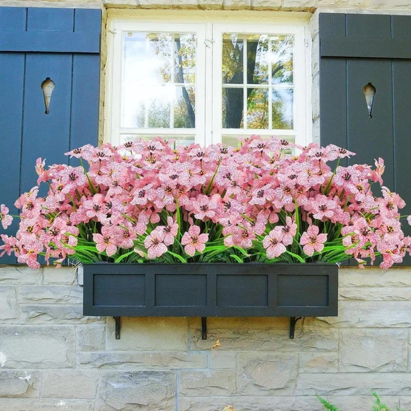 Nettenevime 6lı Set Yapay Çiçek Sazlı Mine Pembe Renk 5 Dallı 33cm - Resim 4