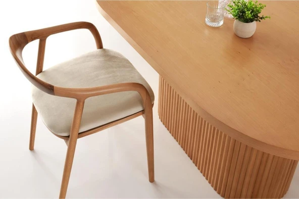 Midas İskandinav Natural Ahşap Masa Sandalye Takımı 80x150 - Resim 6