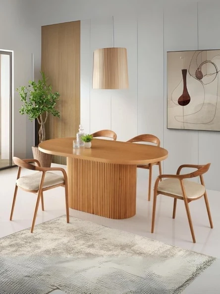 Midas İskandinav Natural Ahşap Masa Sandalye Takımı 80x150 ürün görseli