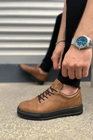 JET-152 Cool Bağcıklı Cilt Erkek Günlük Spor Klasik Ayakkabı CST - Taba - Resim 2