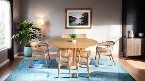 Panama İskandinav Natural Ahşap Masa Sandalye Takımı 80x160 - Resim 2