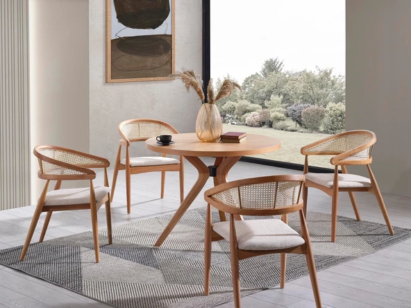 Oslo Natural Ahşap Masa Sandalye Takımı 100x100 - 3
