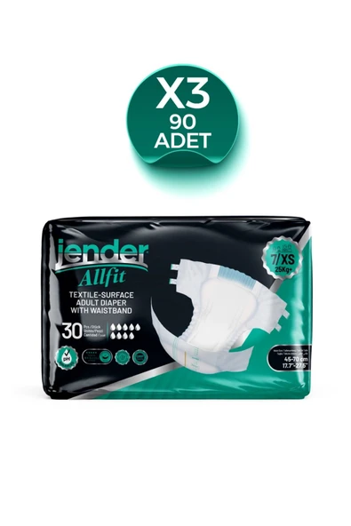 All Fit XS Bel Bantlı Bez - Bebek ve Yetişkinlere Özel Beden 30'lu 3 Paket - 6