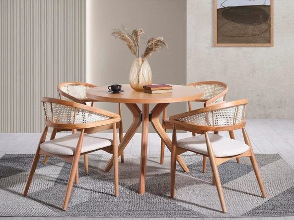 Oslo Natural Ahşap Masa Sandalye Takımı 100x100 - 2