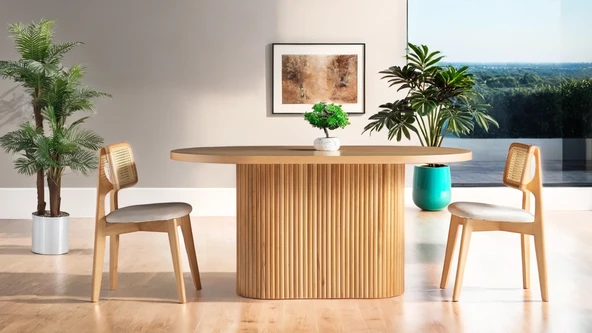 Panama İskandinav Natural Ahşap Masa Sandalye Takımı 80x160 - Resim 3