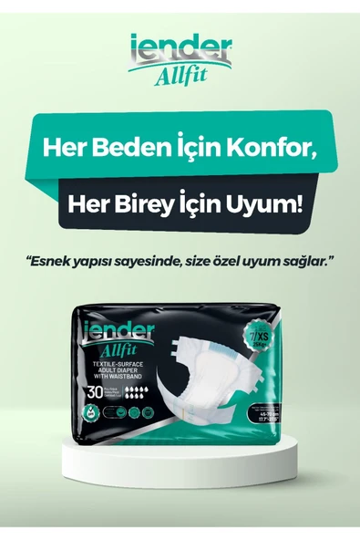 Jender All Fit XS Bel Bantlı Bez - Bebek ve Yetişkinlere Özel Beden 30'lu - 4
