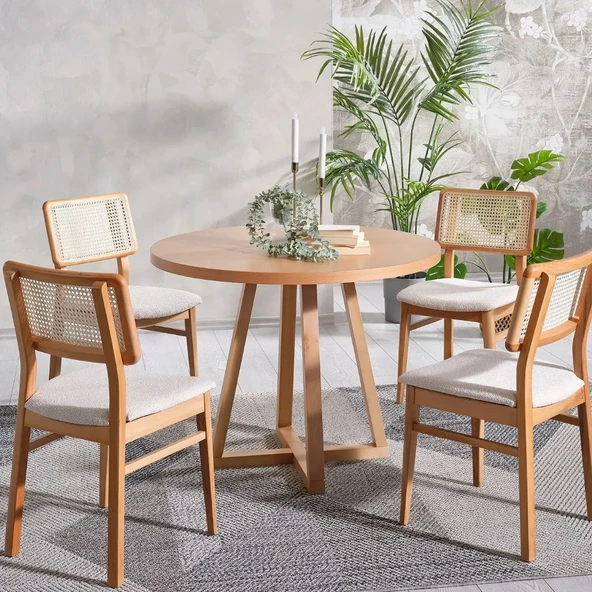 Visby Sedef Natural Ahşap Bohem Sandalye - 5