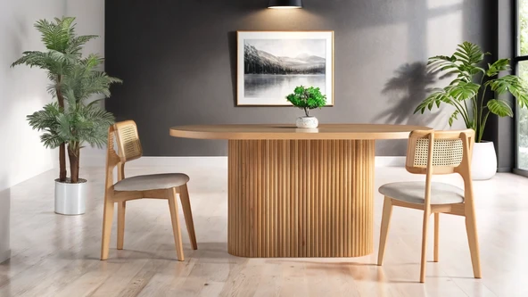 Panama İskandinav Natural Ahşap Masa Sandalye Takımı 80x160 - Resim 4