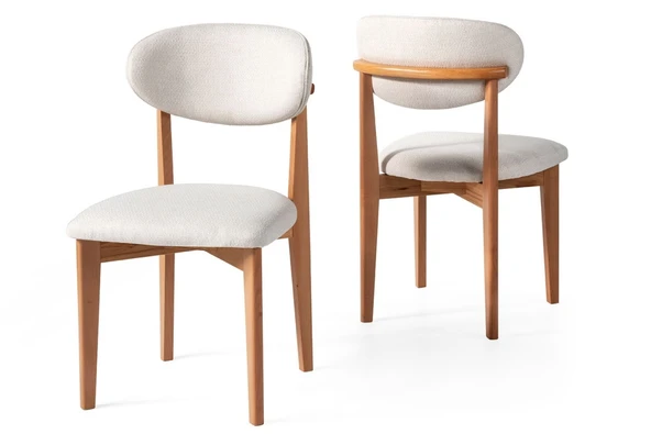 Boho İskandinav Natural Ahşap Masa Sandalye Takımı 90x90 - 12