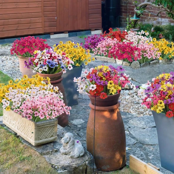 Nettenevime 6lı Set Yapay Çiçek Sazlı Mine Karışık Renk 5 Dallı 33cm - Resim 7