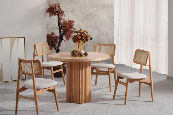 Odesa İskandinav Natural Ahşap Masa Sandalye Takımı 90x90 - Resim 2