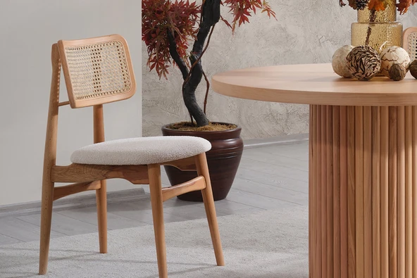 Odesa İskandinav Natural Ahşap Masa Sandalye Takımı 90x90 - Resim 4