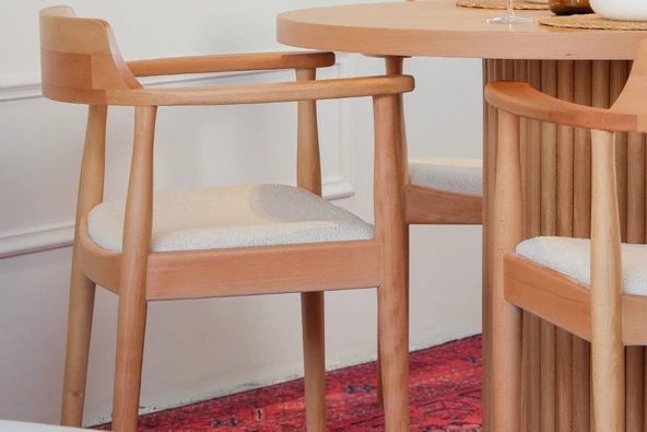 Sardes İskandinav Natural Ahşap Masa Sandalye Takımı 90x90 - Resim 10