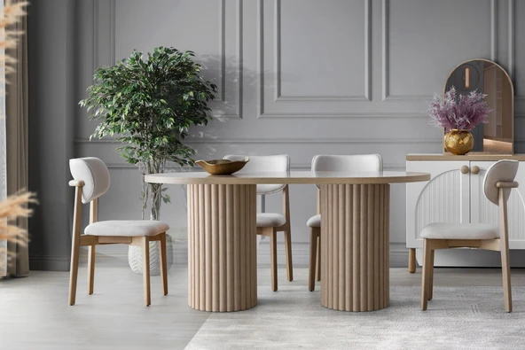 İris İskandinav Ahşap Masa Sandalye Takımı 80x190 - Resim 10