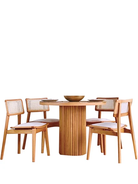 Athena İskandinav Natural Ahşap Masa Sandalye Takımı 100x100 - Resim 2