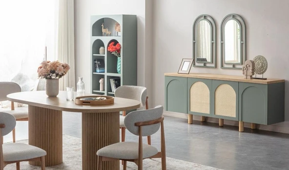 Alva Bohem Natural Ahşap Masa Sandalye Takımı 80x180 - Resim 5