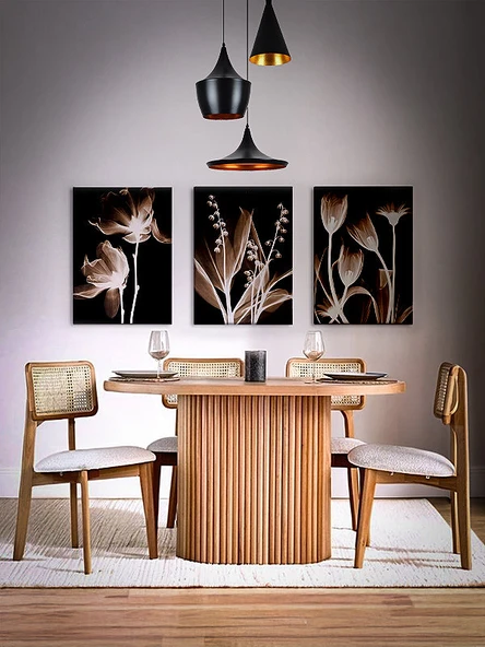 Niyegara İskandinav Natural Ahşap Masa Sandalye Takımı 90x130 ürün görseli