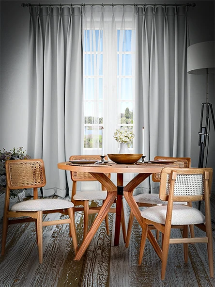 Pera Natural Ahşap Masa Sandalye Takımı 110x110 ürün görseli