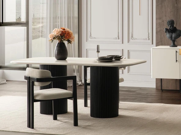 Tizma İskandinav Ahşap Masa Sandalye Takımı 90x200 - Resim 4